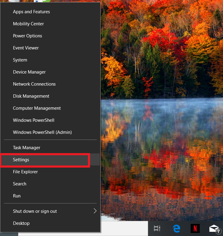 selecting settings